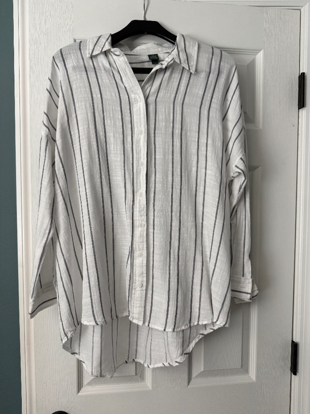 Wild Fable oversized button down white with gray stripes